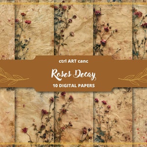 Rosas secas papel velho vintage lixo diário vintage flores scrapbook kit vintage decoração para lixo diário páginas fundo