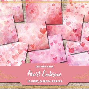 Love Junk Journal Kit Harten Scrapbook Papier Roze Journal Liefde Afdrukbare Kit Harten Digitaal Papier Liefde Wenskaart Valentine Journal Kit