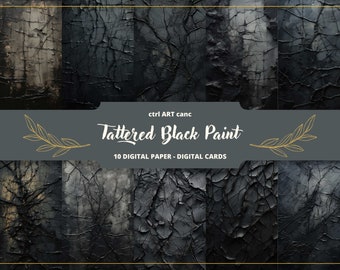 Tattered Black Paint Digital Paper: Junk Journal Kit (Digital Download)