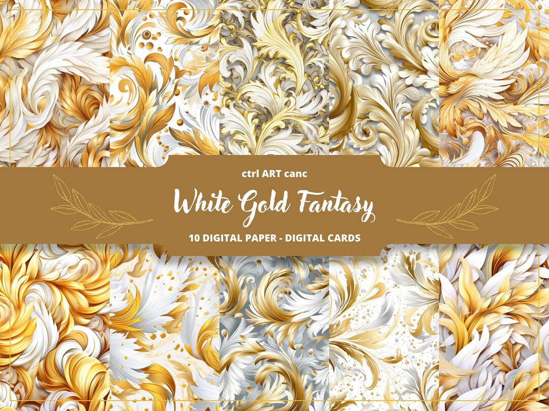 White &amp; Gold Fantasy Printable White and Gold Printable - Etsy