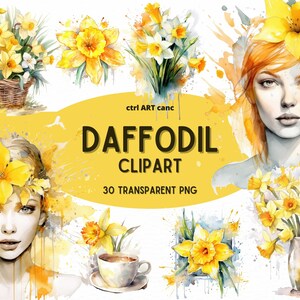 Narcis clipart, bloemen clipart, gele bloemen clipart, mooie clipart, Floral decor clipart, ongewenste Journal, PNG bundel, digitale kunst