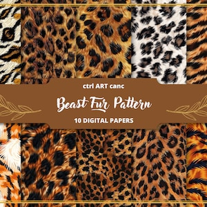 Animalier Fur Digital Paper Animal Pattern fur Decorations tiger Background fur digital Paper Animal Journaling Paper Background Paper