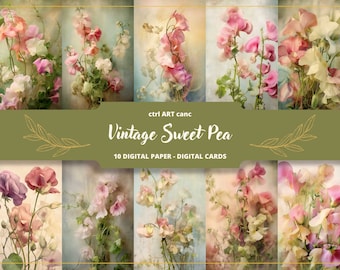 Vintage Sweet Pea Paper: Romantic Floral Journal Kit (Digital Download)