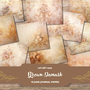 Diário marrom papel lixo diário papel marrom damasco papel imprimível para scrapbook fundo papel marrom diário digital scrapbook