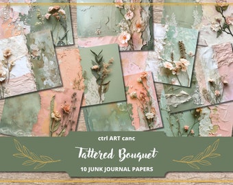 Papel floral verde para álbum de recortes: Kit de collage de encaje abstracto (descarga digital)