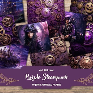Steampunk Hintergrund lila Steampunk Digitales Papier Sofortiger Download Steampunk druckbares Papier Steampunk lila Tapete Steam Punk Journal
