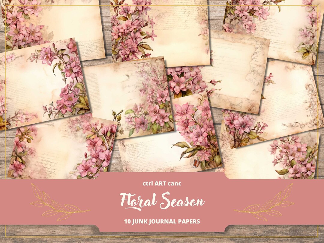 Floral Junk Journal Kit Printable Paper for Scrapbook Kit Digital ...