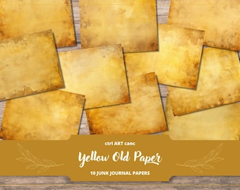 Geel gekleurd papier: vintage afdrukbare achtergronden (digitale download)