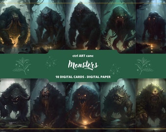 Gruselige Monster, Papier, Gruselige Kunst, Scrapbooking (Digitaler Download)