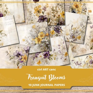 Floral Junk Journal Kit Paper Decor Scrapbook Kit Digital Paper Printable Scrapbook Background Floral Journal Scrapbook Paper Digital Kit