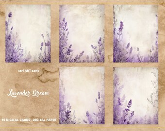 Lavender Dream Digital Paper, Purple Lavender Paper, Digital