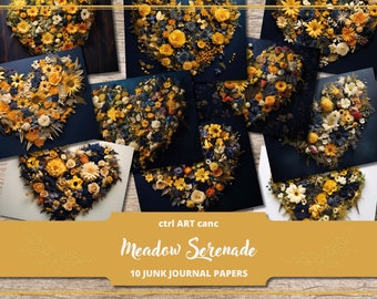 Floral Heart Junk Journal Kit: Valentine Scrapbook Paper (Digital Paper)