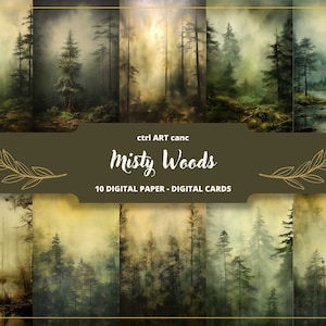 Misty Forest Grunge Papier: Scrapbook-Hintergrund (digitaler Download)