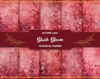 Pink Floral Digital Paper: Roses Scrapbook Kit (Digital Download)