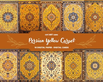Perserteppich Digitales Papier: Gelbes Junk Journal Kit (Digital Download)