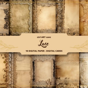 10 Lace Junk Journal, Ephemera, Spitzendekoration Digitales Papier, Journalseite, Spitzenarbeit, Briefpapier, Scrapbooking, Collage, Junk Journal