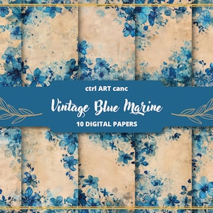 Floral Paper Blue Printable Digital Paper Flowers Journal Paper Journal Kit for Junk Journal Scrapbooking Journal Supplies Digital Journal