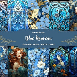 Art Nouveau Digital Paper Art Nouveau Printable Scrapbook Paper for Junk Journal Paper Instant Download Printable Paper France Paper