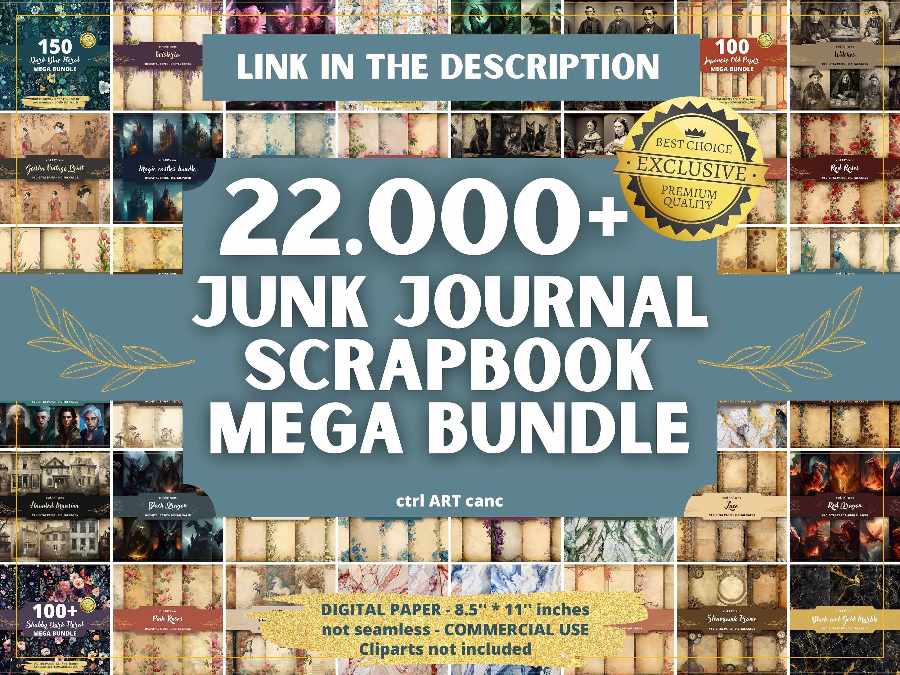 Junk Journal Kit Vintage Blue: Vintage Ephemera for Junk
