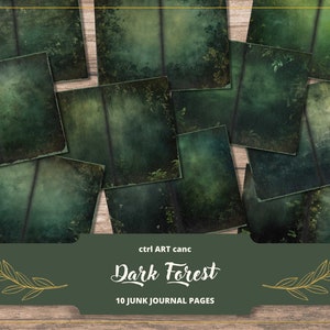Carta per diario spazzatura foresta per album Carta per diario spazzatura stampabile verde scuro Carta digitale per kit di album Pagine per album Pagina di diario