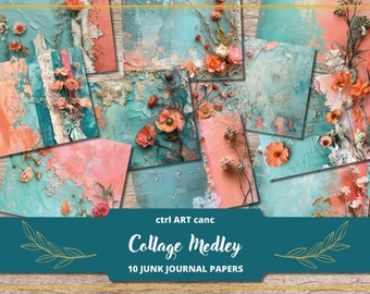 Floral Collage Paper: Blue Lace Scrapbook Kit (Digital Download)