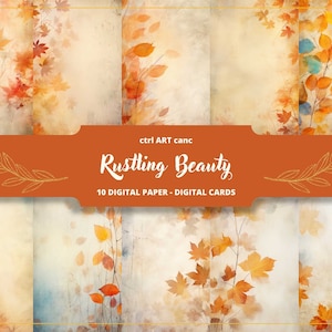 Herbst Blätter Digitales Papier, Herbst Scrapbook Hintergrund, Herbst Junk Journal Zubehör, Blätter Schäbige Hintergrund, zerfetzten digitaler Download