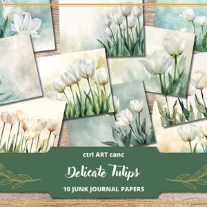 Kit per diario spazzatura tulipano Kit per album tulipano Kit per diario cartaceo stampabile tulipano Kit floreale Album floreale Sfondo floreale acquerello