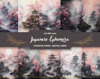 Japanese Ephemera Digital Paper: Junk Journal Pages (Digital Download)