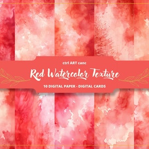 Papier numérique texturé aquarelle rouge, page de journal indésirable, kit imprimable, papier numérique, page de journal intime, scrapbooking, collage, journal indésirable