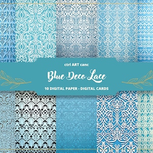 Blue Deco Digital Paper Blue Lace Paper for Scrapbook Junk Journal Paper Download Printable Paper Instant Download Printable Paper Decor