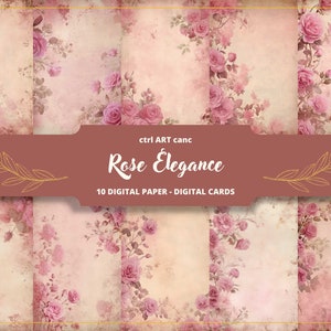 Papel digital Shabby Chic Roses, papel de diario basura, diario floral de rosas andrajosas, papel de diario, diario basura, papel antiguo, papel viejo