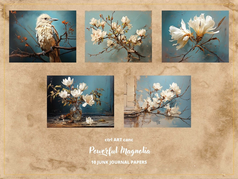 Magnolia Junk Journal Kit Floral Scrapbook Paper Scrapbook Printable ...