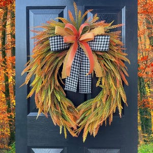 Fall Bead Grass Wreath for Front Door, Fall Grapevine Door Wreath, Fall Door Wreath, Autumn Wreath, Fall Greenery Wreath, Bead Grass Wreath.