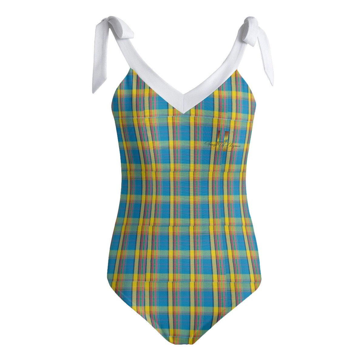 HE Madras Women's Tie Shoulder One-piece Padded Swimsuit