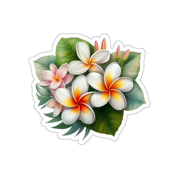 Plumeria Flower Vinyl Decal/Sticker, Kiss-Cut Sticker