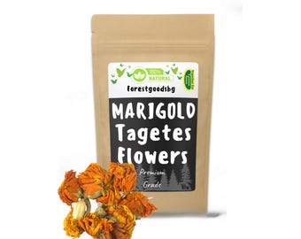 Fleurs souci | Tagetes Erecta| Fleurs entières séchées pour travaux manuels, teinture et décoration, fleurs de souci séchées, fleurs colorées naturelles, dia de los muertos