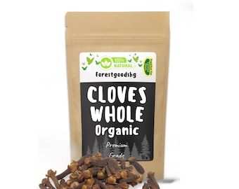 Chiodi di garofano interi biologici, Syzygium aromaticum, spezie naturali di chiodi di garofano per rimedi, chiodi di garofano secchi, chiodi di garofano per rimedi, tè benessere ai chiodi di garofano