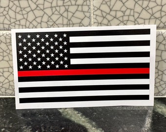 Red Line American Flag Vinyl Sticker, American Flag Window Sticker, Fire Fighter Car Decal, Hero Flag, Red Line Decal