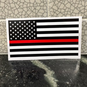 Red Line American Flag Vinyl Sticker, American Flag Window Sticker, Fire Fighter Car Decal, Hero Flag, Red Line Decal