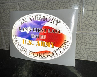 REFLECTIVE, Military Tribute, Military Memorial, Customizable Sticker, Army, Marines, Navy, Coast Guard