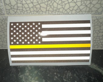 Reflective American Flag Sticker Yellow Line Flag Sticker Reflective Car Sticker Window Sticker Reflective Car Decal American Flag