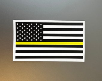 Yellow Line Flag Sticker Yellow Line American Flag Dispatcher American Flag Security Flag Sticker Vinyl Car Sticker Car Bumper Sticker