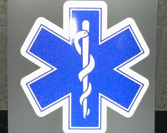 Star of Life Reflective Sticker Reflective Car Window Sticker Reflective Car Decal EMT Emergency Medical Technician