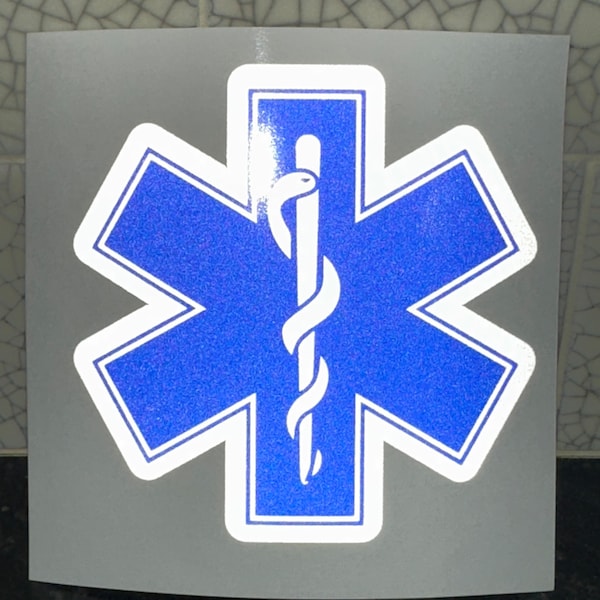 Star of Life Reflective Sticker Reflective Car Window Sticker Reflective Car Decal EMT Emergency Medical Technician