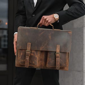 Sacoche en cuir pour ordinateur portable 16 pouces - Macbook Pro/Air 13 14 16 - Porte-documents personnalisé - Sac de bureau pour homme - iPad 12,9 - Cadeau de travail pour lui et elle