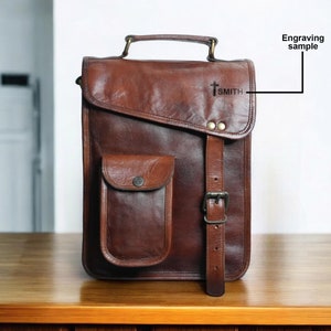 Personalisierte Echtleder Crossbody Umhängetasche, Umhängetasche für iPad, Damen Umhängetasche, Umhängetasche für Herren