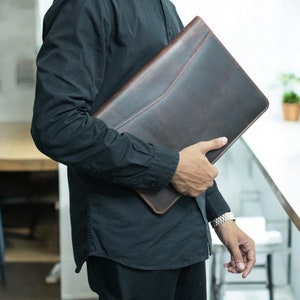 Portefeuille exécutif en cuir de qualité supérieure pour homme et femme - Étui personnalisé avec bloc-notes, tablette, porte-cartes et documents, cadeau d'entreprise