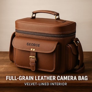 Personalized Camera Bag, Leather Camera Case, DSLR Camera Bag, Travel Photographer Gift, Camera Bag for Women and Men, Christmas Gift