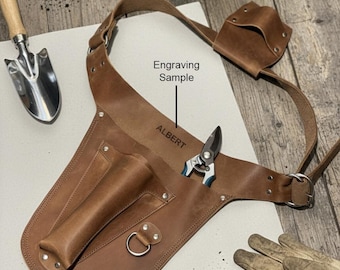 Top Grain Buffalo Leather Florist Garden Tool Belt – Personalized Gift
