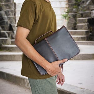 Personalized Buffalo Leather Bible Cover: Study Case with Handle